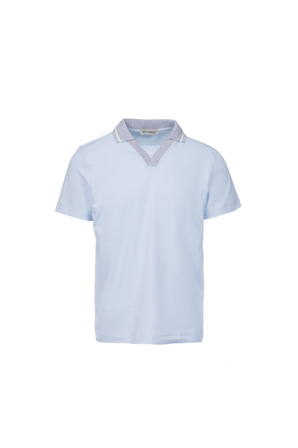 Sky blue stretch cotton polo shirt