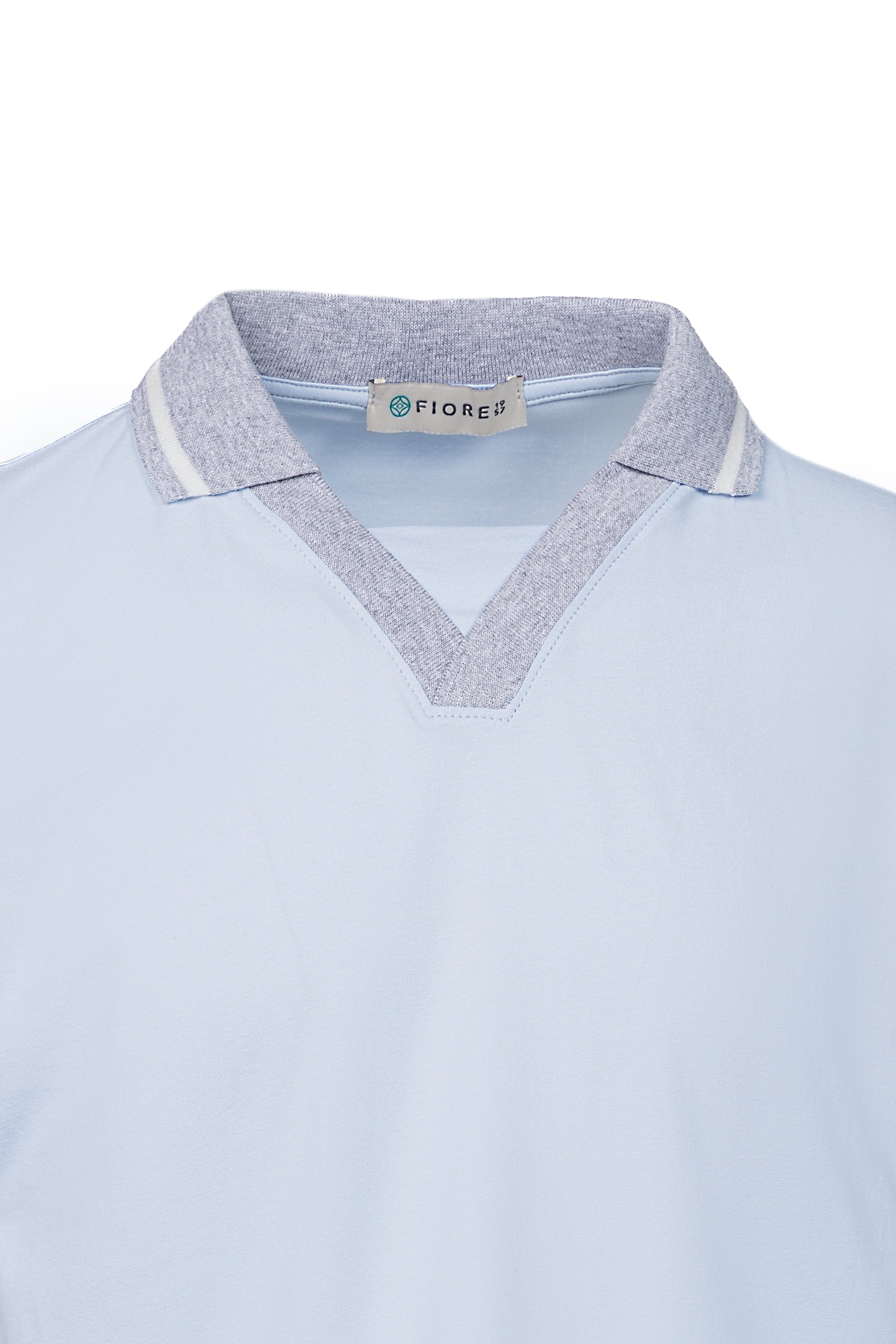 Sky blue stretch cotton polo shirt
