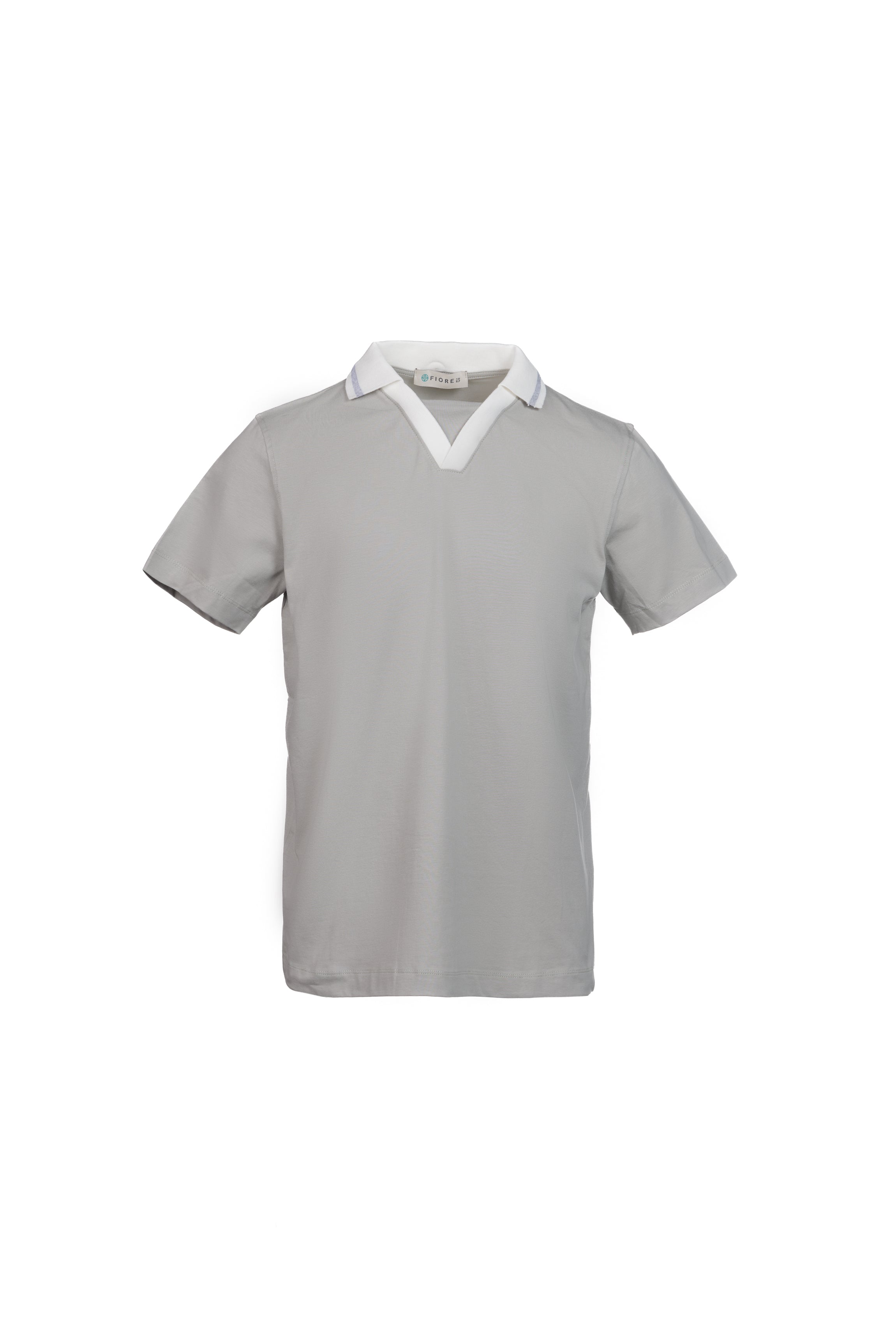 Grey stretch cotton polo shirt