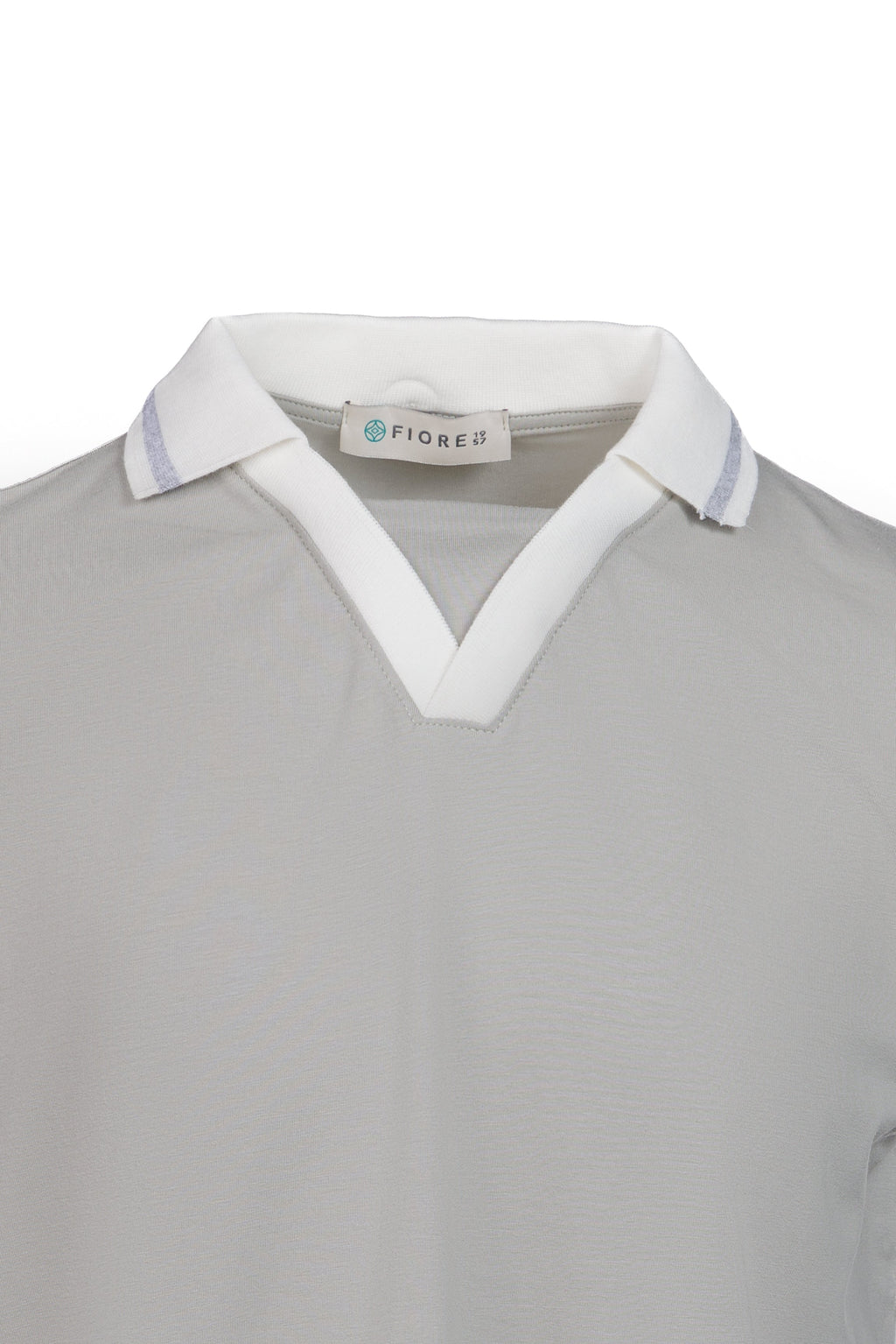 Grey stretch cotton polo shirt