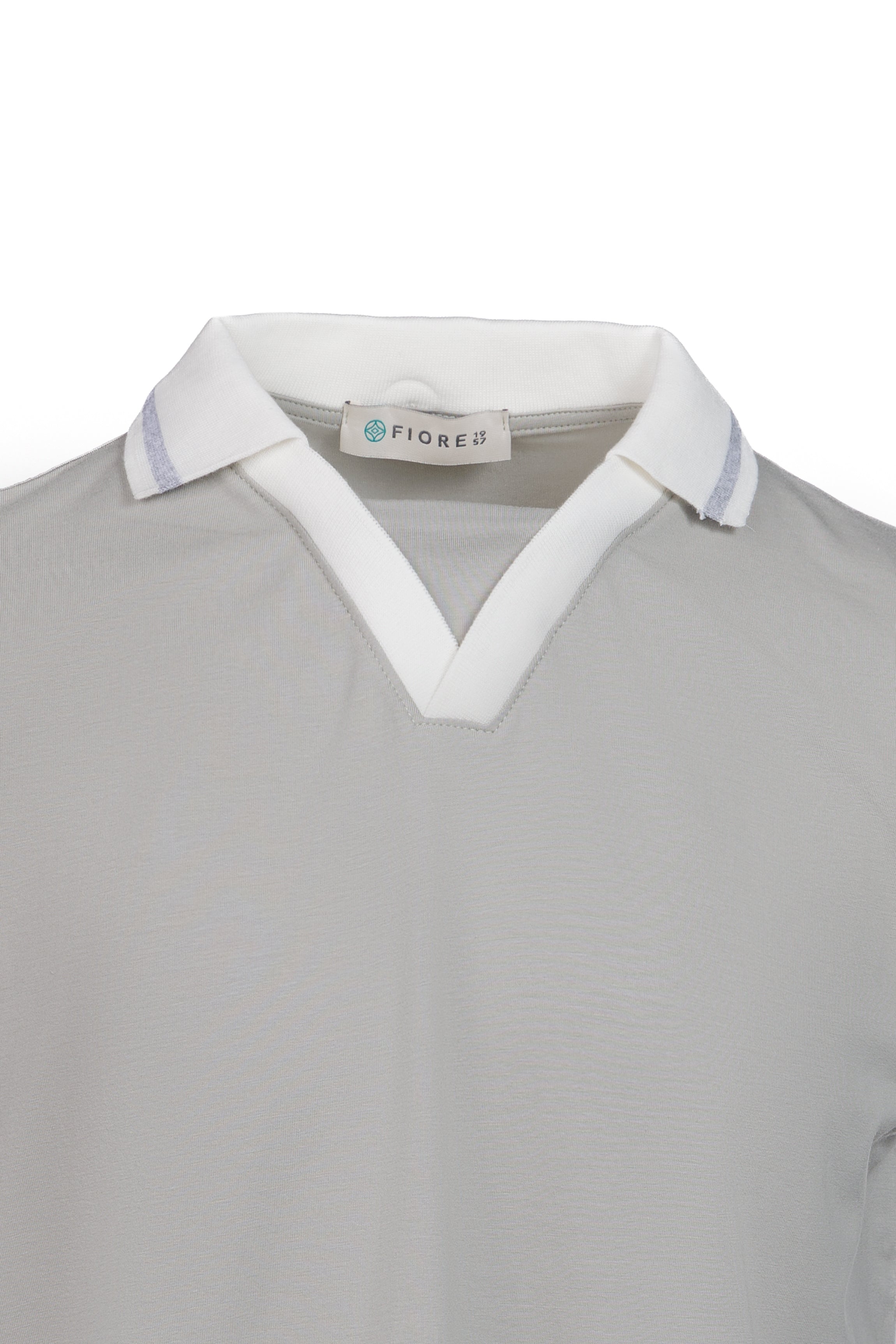 Grey stretch cotton polo shirt
