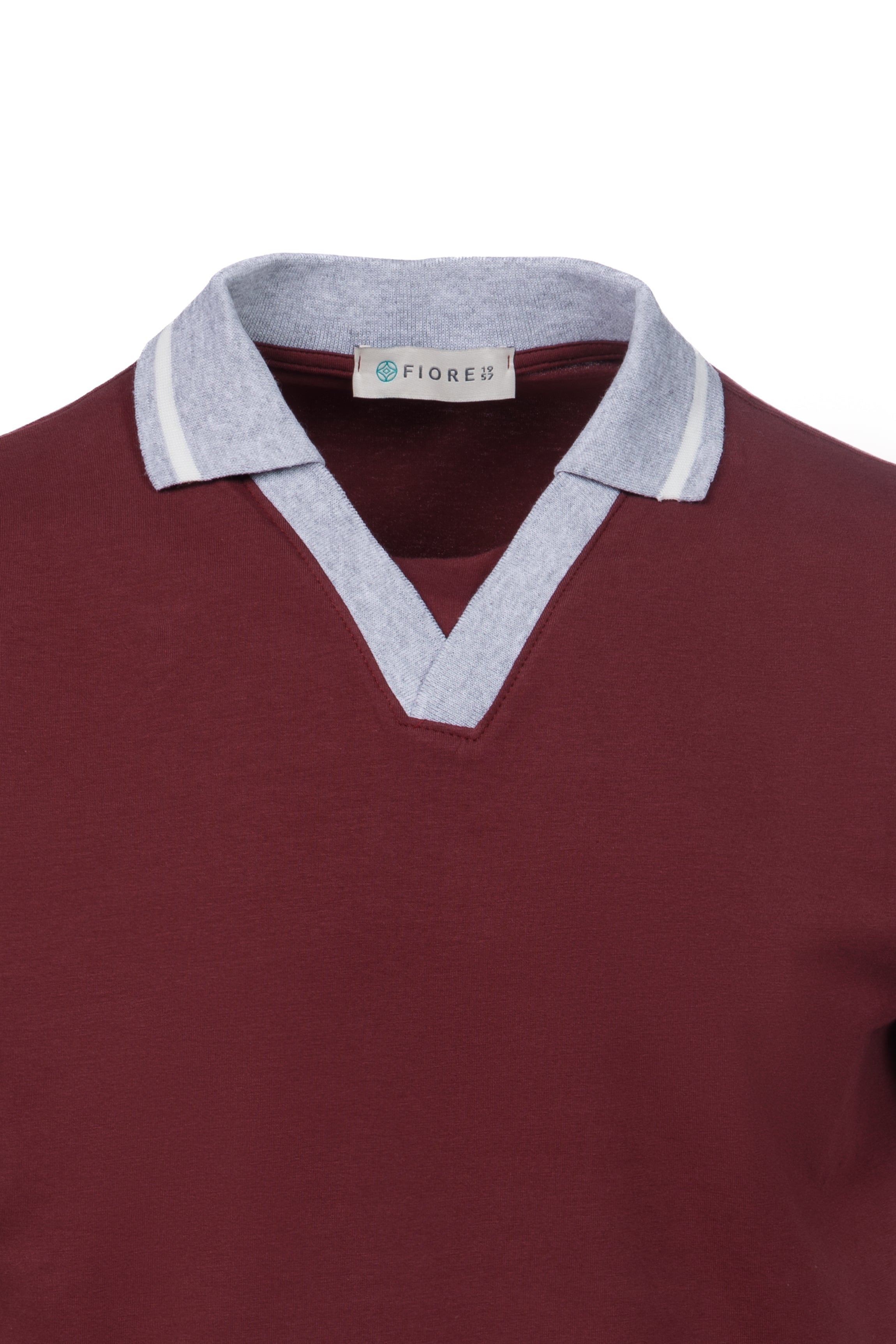 Burgundy stretch cotton polo shirt