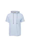 Cotton T-shirt with hood and sky blue contrast trim