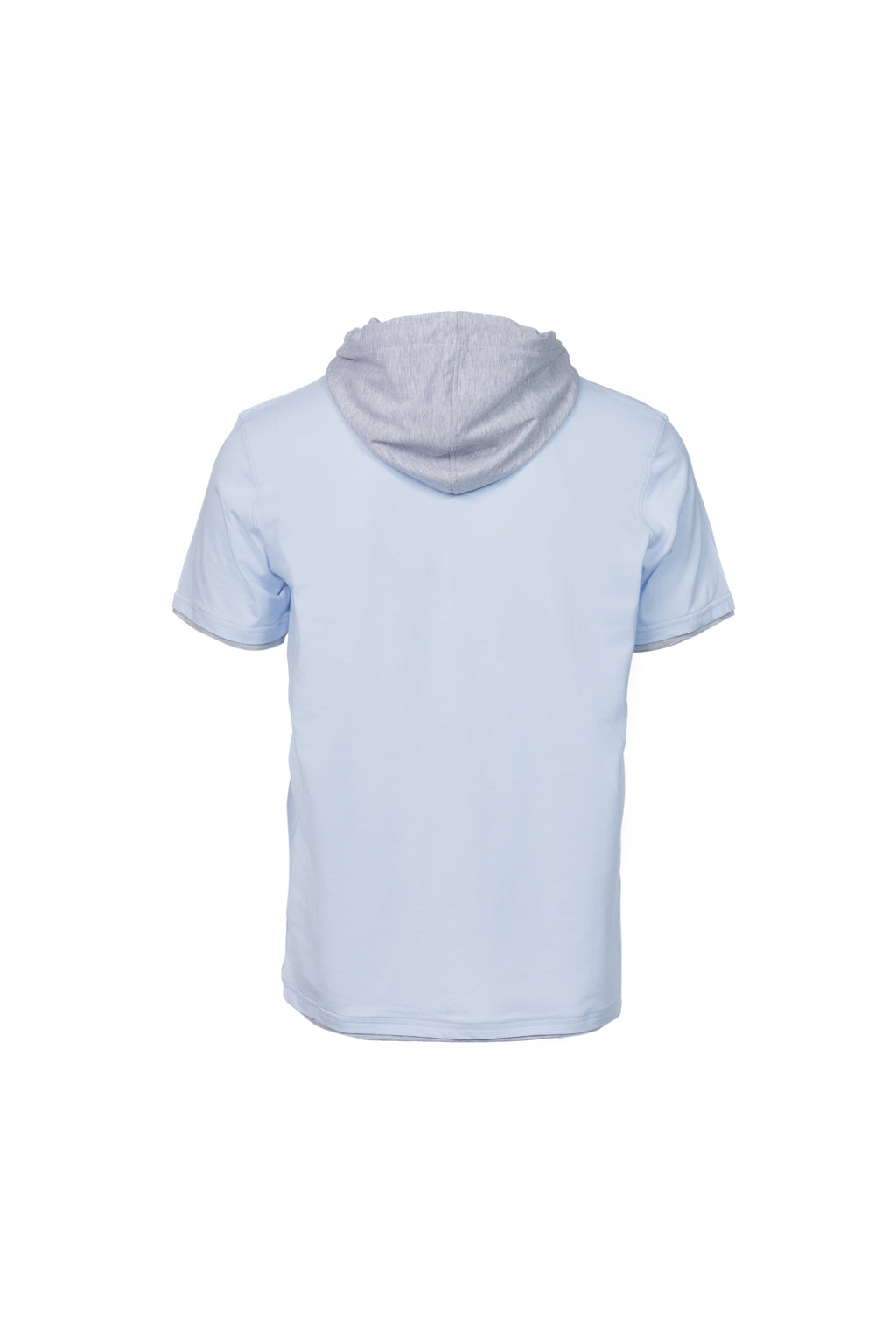 Cotton T-shirt with hood and sky blue contrast trim
