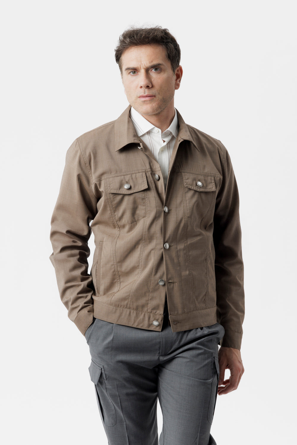 Portofino jacket in tobacco virgin wool