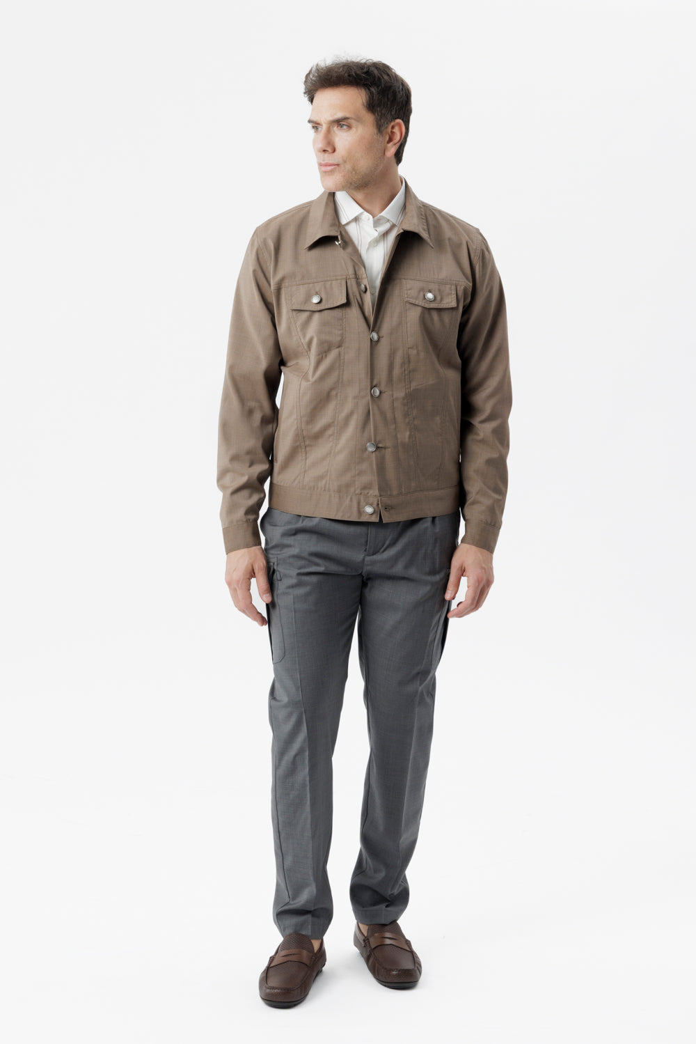 Portofino jacket in tobacco virgin wool