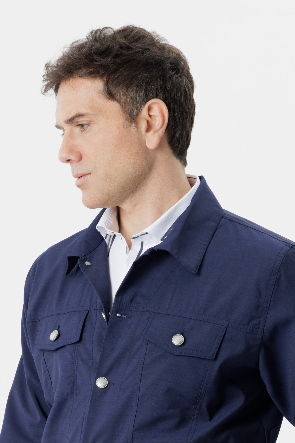 Portofino jacket in cadet blue virgin wool