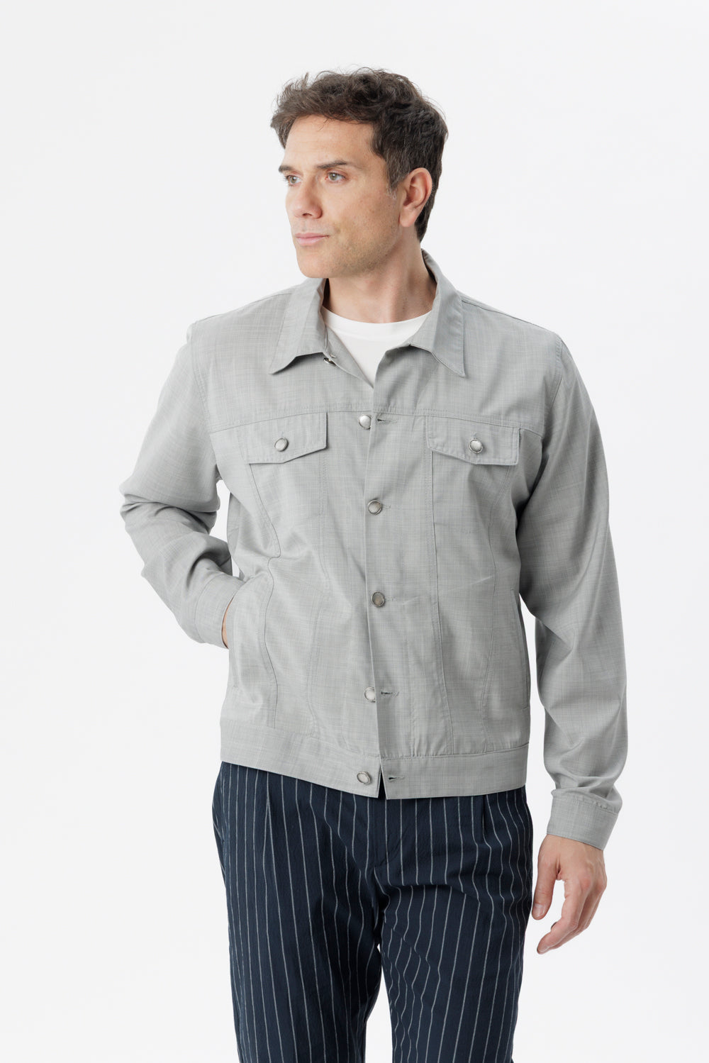Light grey virgin wool Portofino jacket