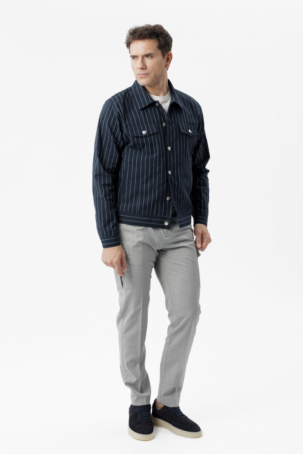 Blue pinstripe cotton Portofino jacket