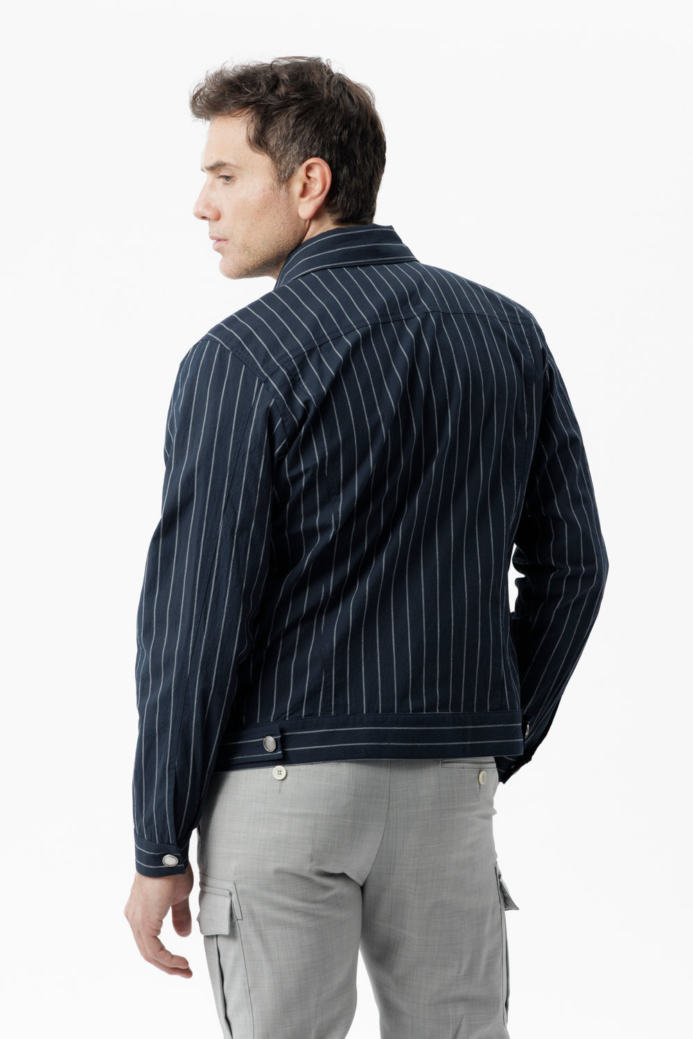 Blue pinstripe cotton Portofino jacket