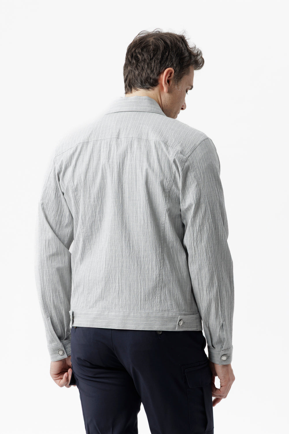 Light gray pinstripe cotton Portofino jacket