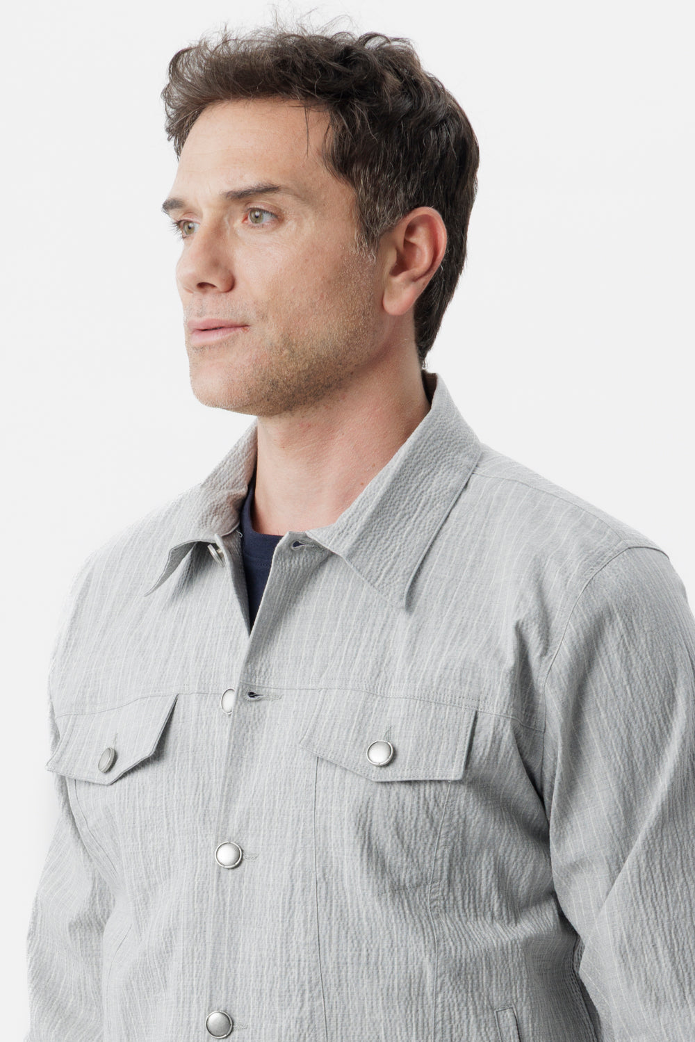 Light gray pinstripe cotton Portofino jacket