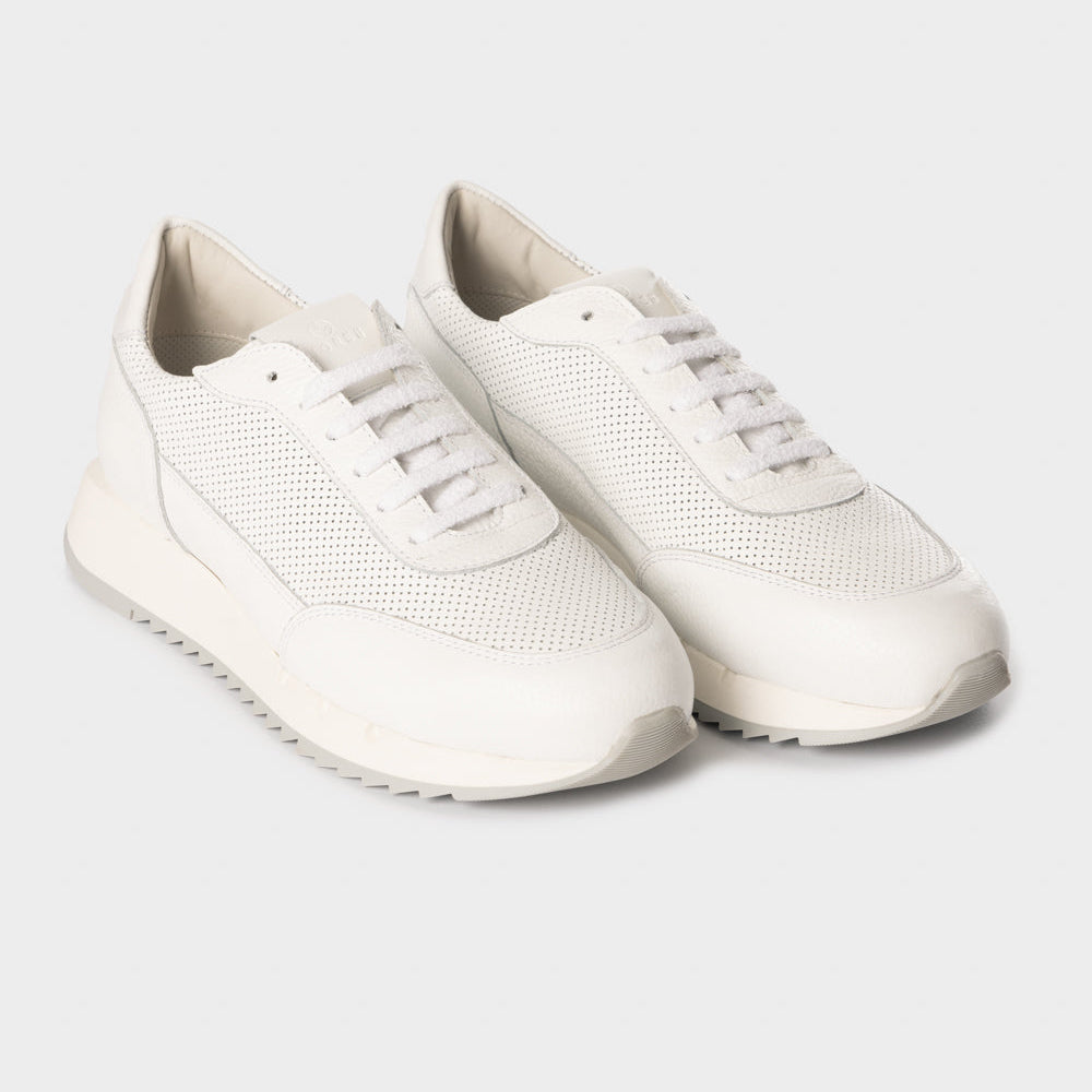 Running leather sneakers white