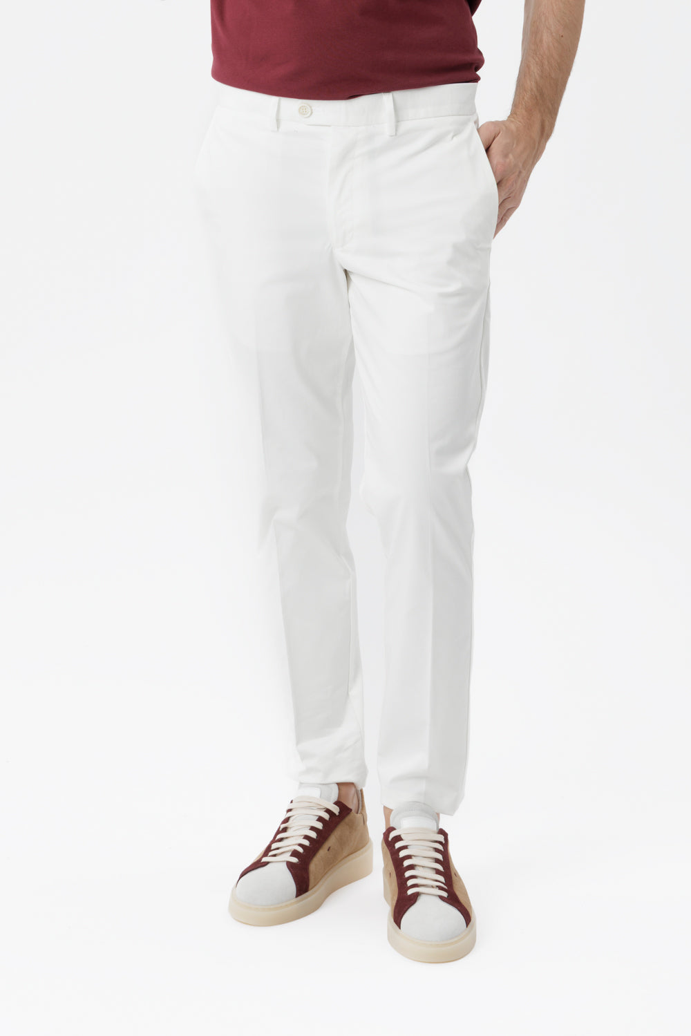 Pantalone slim fit in cotone comfort bianco