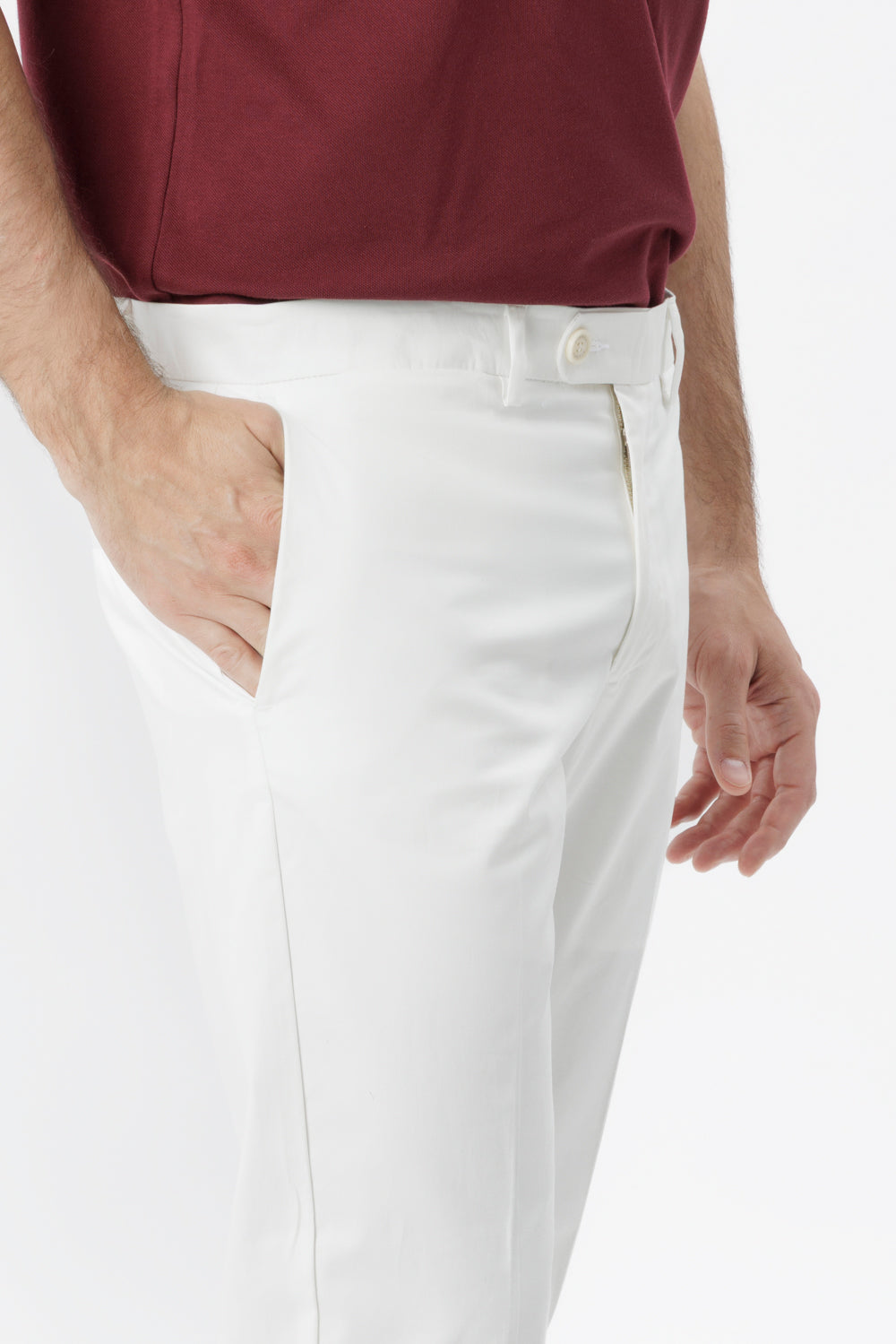 Pantalone slim fit in cotone comfort bianco