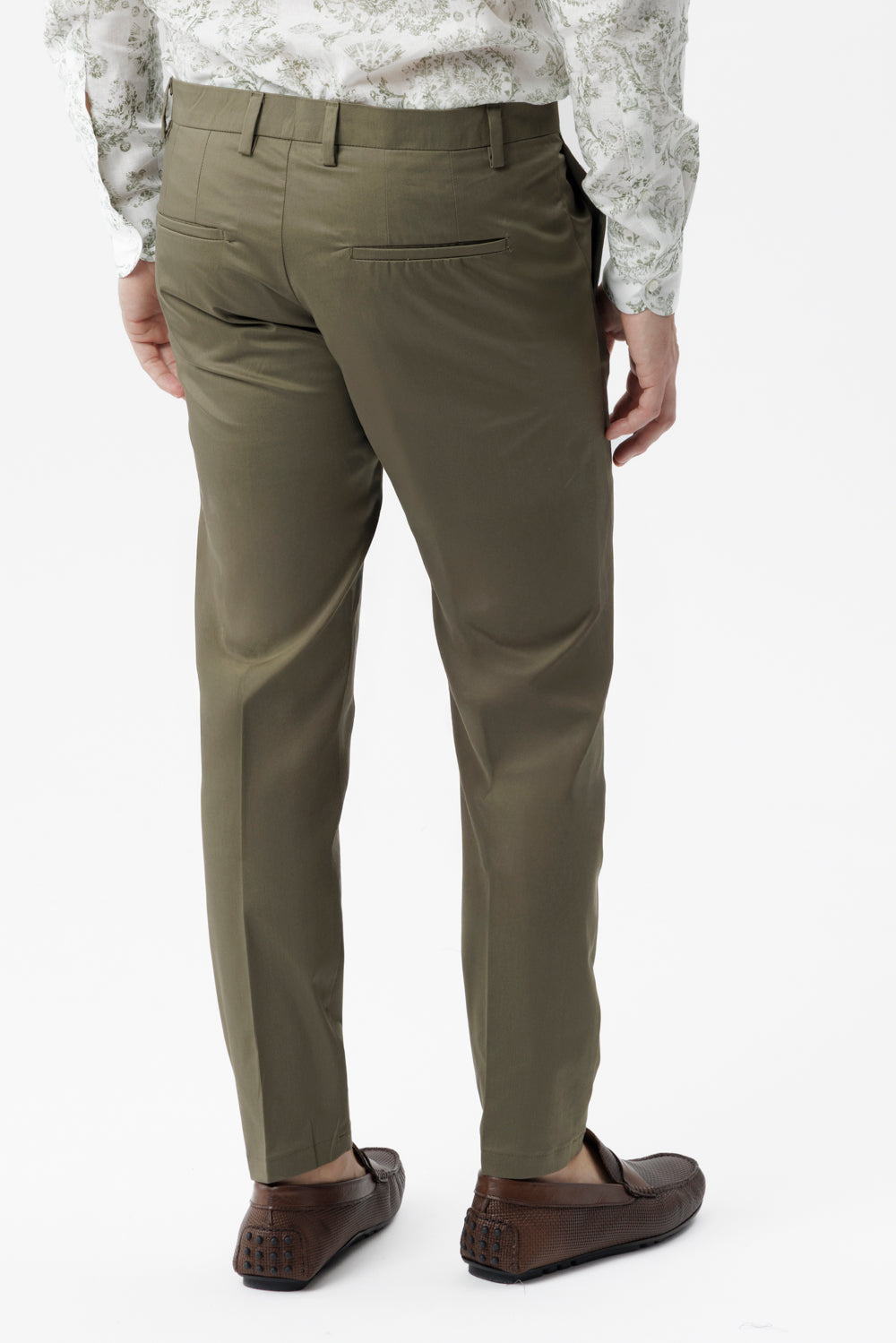 Slim fit trousers in army green comfort cotton