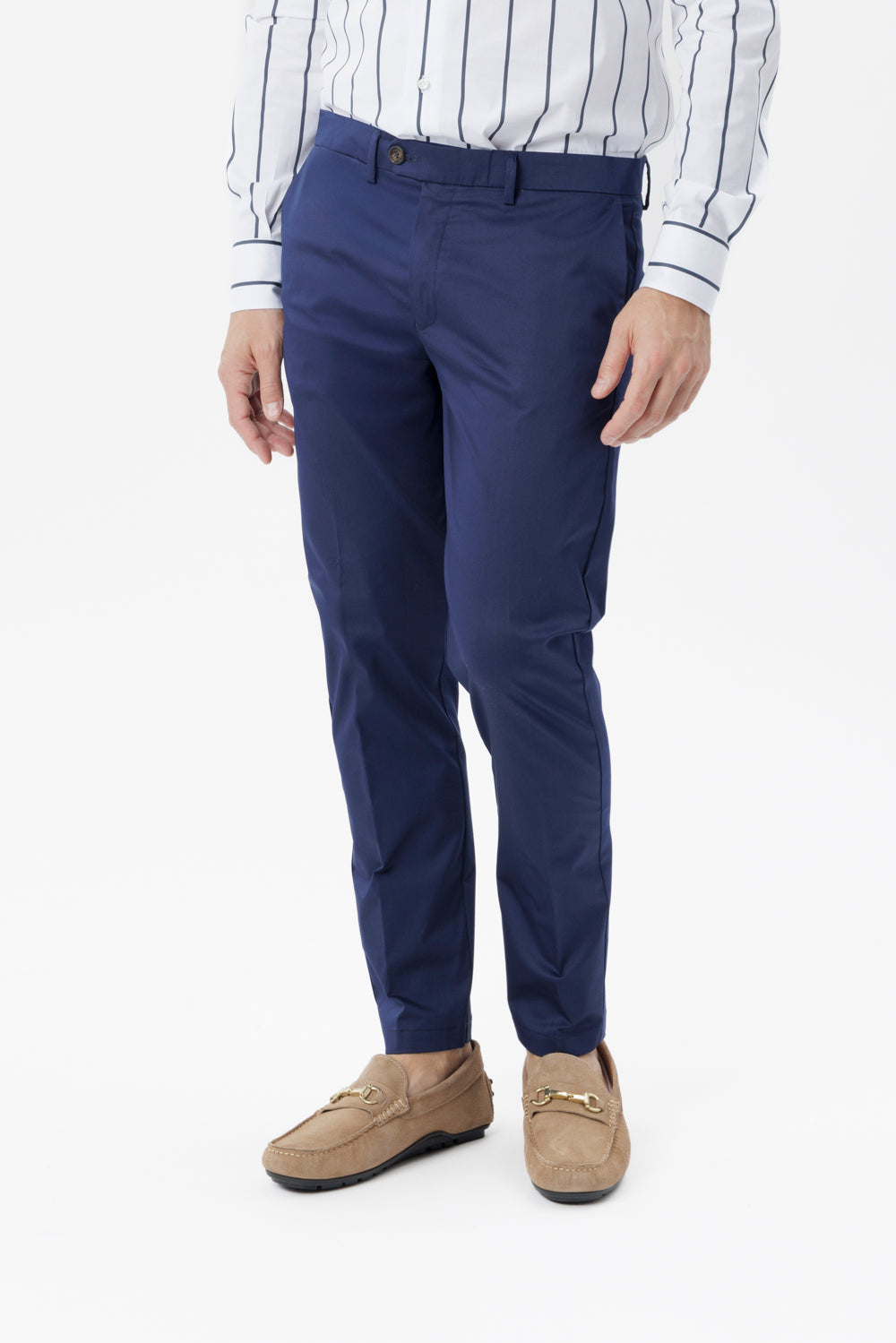 Pantalone slim fit in cotone comfort blu navy