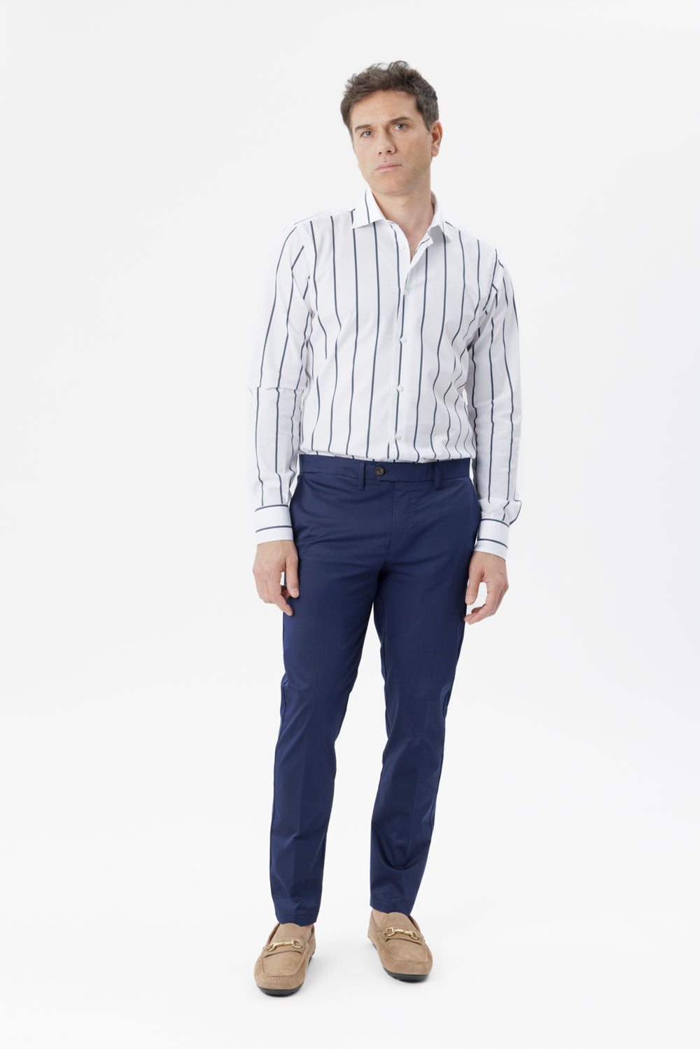 Pantalone slim fit in cotone comfort blu navy