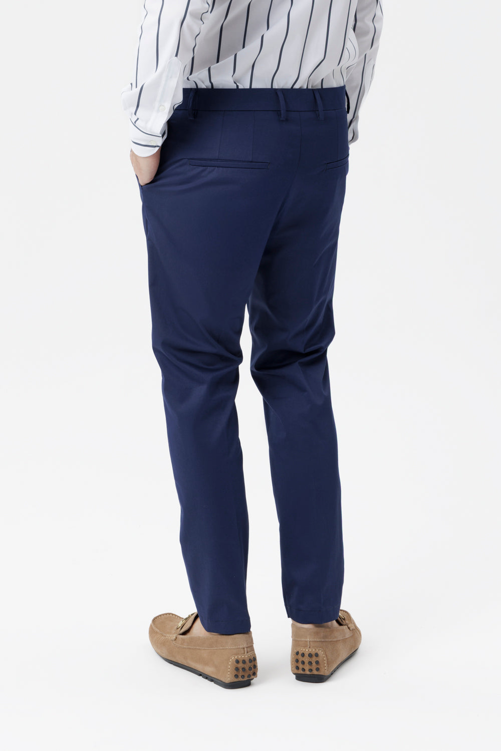 Pantalone slim fit in cotone comfort blu navy