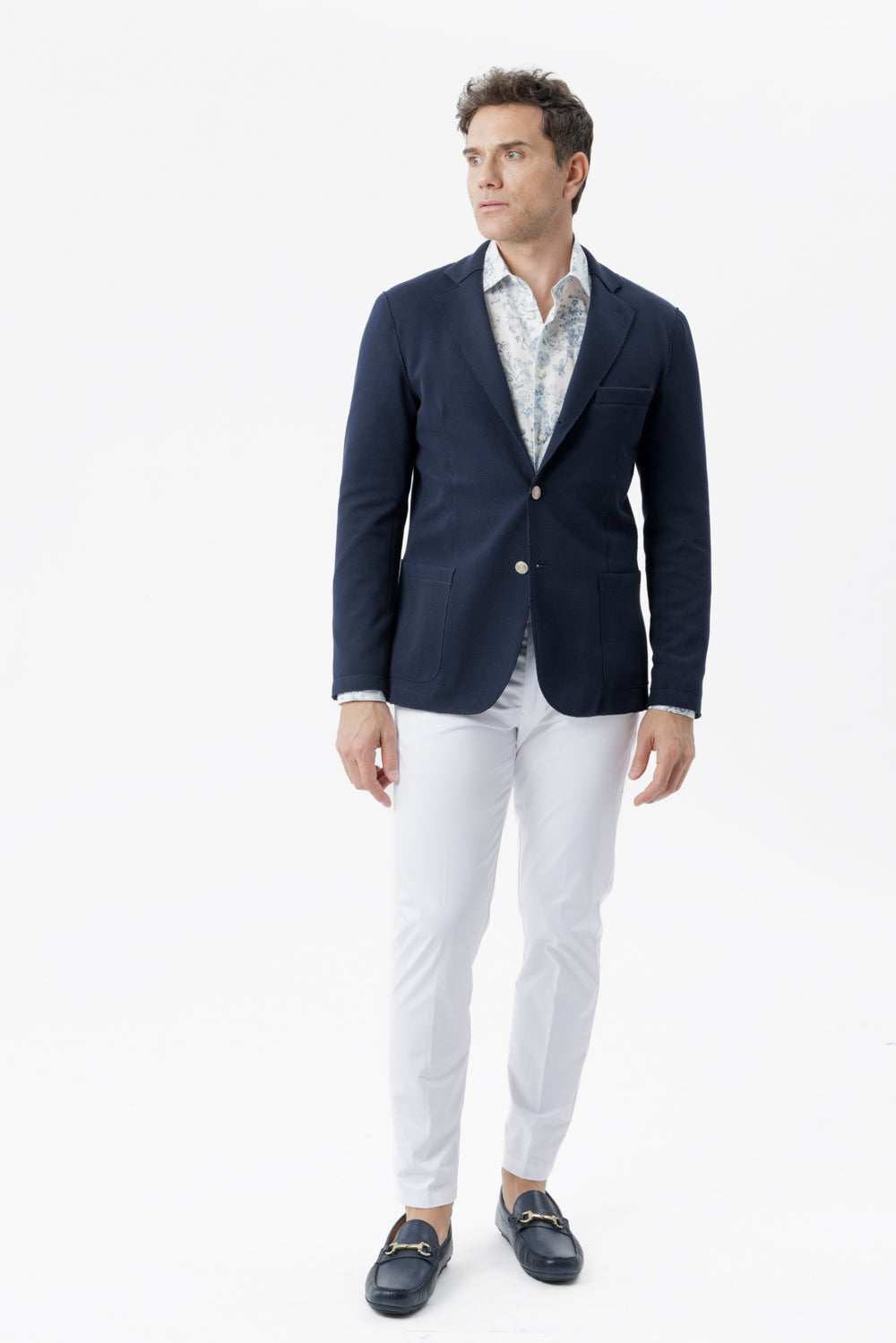 Giacca decostruita monopetto taglio vivo blu navy
