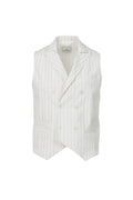 White pinstriped embossed cotton double-breasted gilet