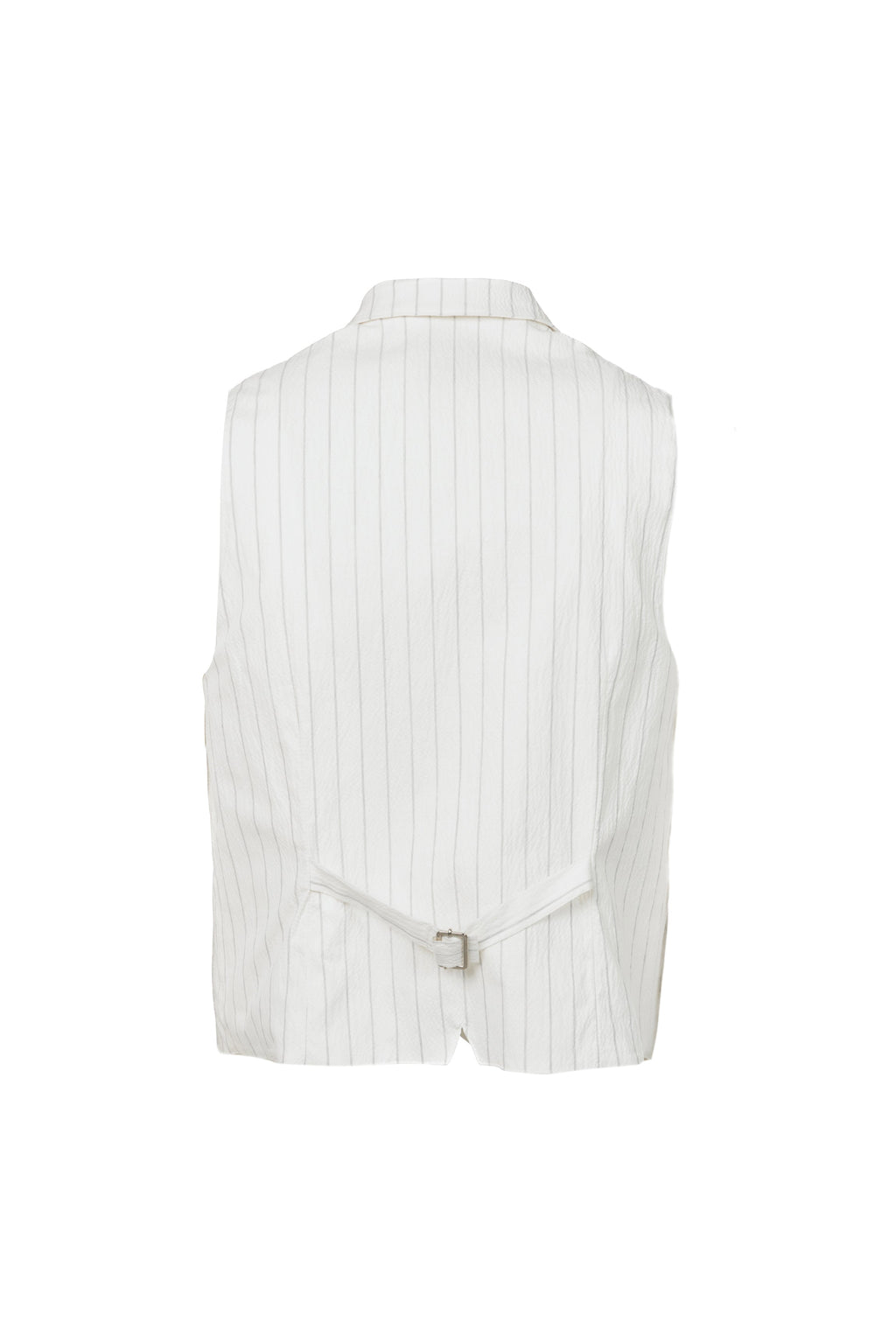 White pinstriped embossed cotton double-breasted gilet