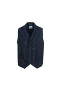 Blue pinstriped embossed cotton double-breasted gilet