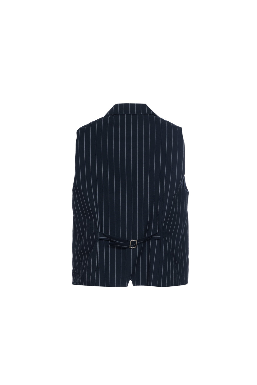 Blue pinstriped embossed cotton double-breasted gilet