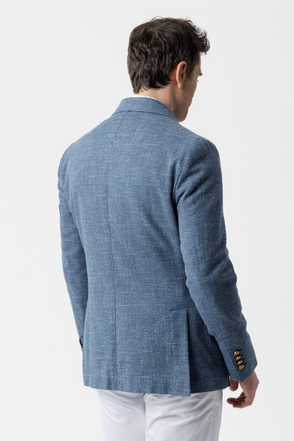 Giacca decostruita un petto e mezzo in cotone blu