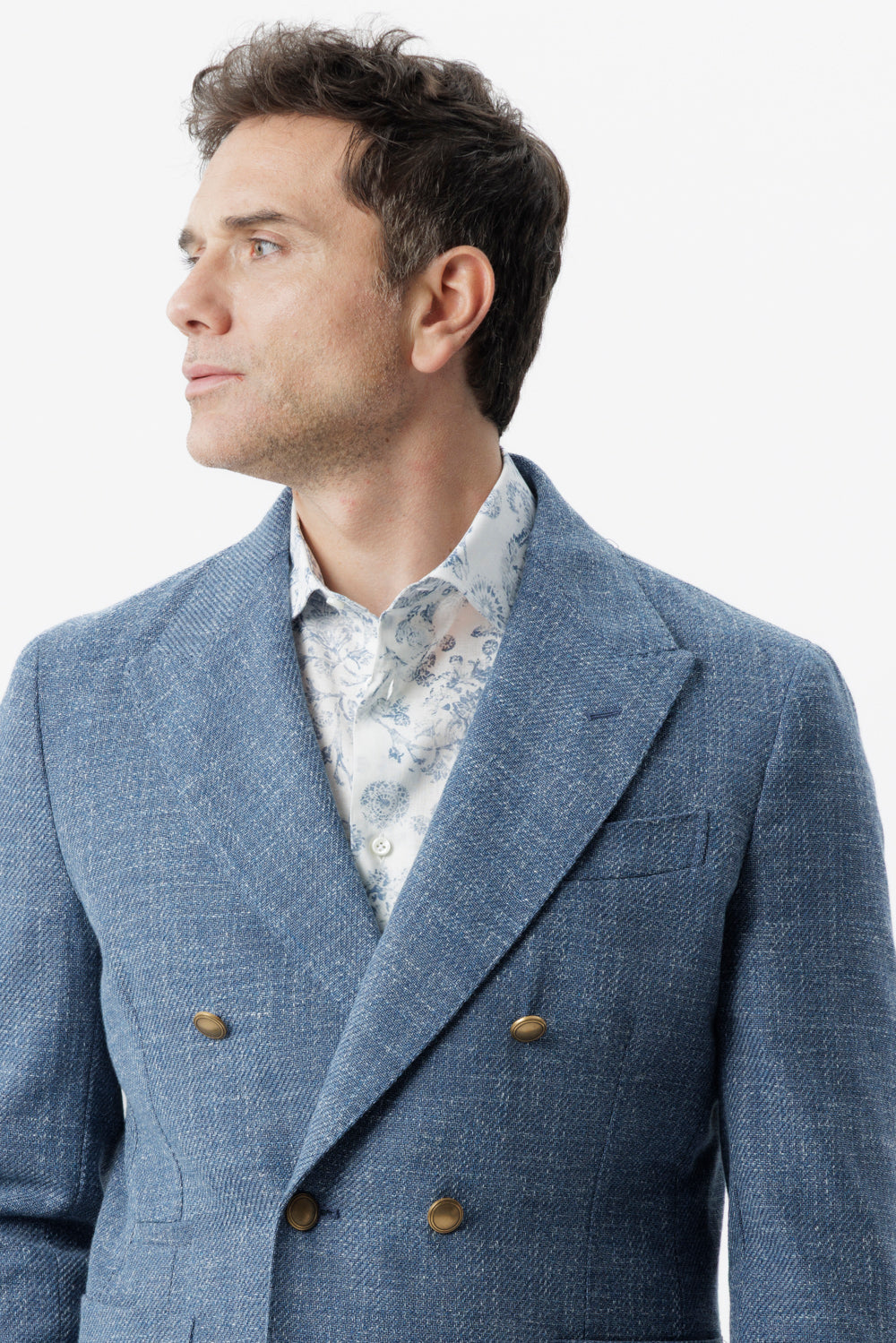 Giacca decostruita un petto e mezzo in cotone blu