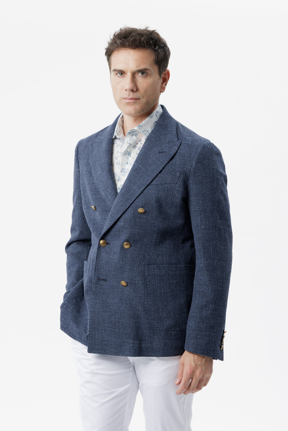 Giacca decostruita un petto e mezzo in cotone blu navy
