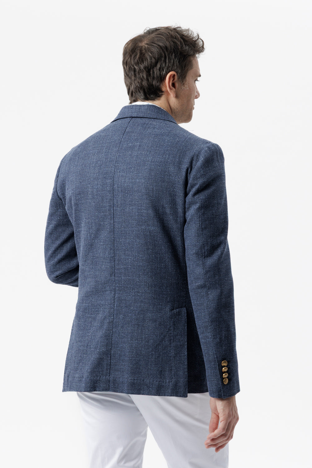 Giacca decostruita un petto e mezzo in cotone blu navy