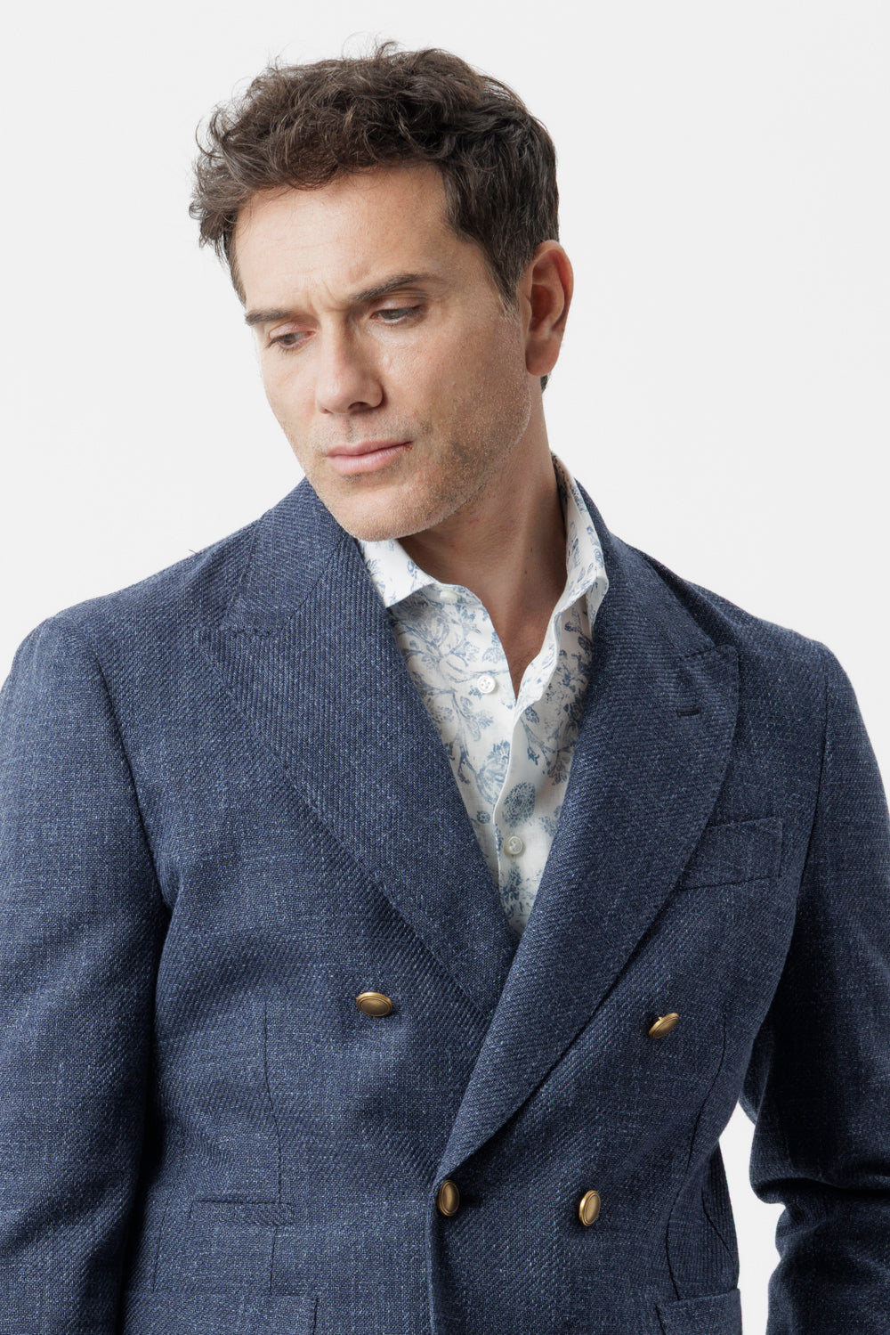 Giacca decostruita un petto e mezzo in cotone blu navy