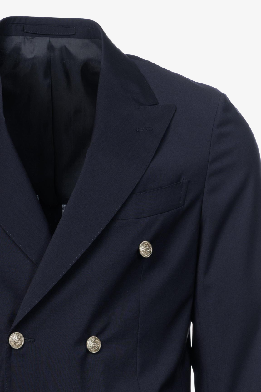 Giacca Gaeta doppiopetto in lana vergine blu