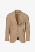 Giacca Napoli monopetto in cotone stretch melangiato tabacco