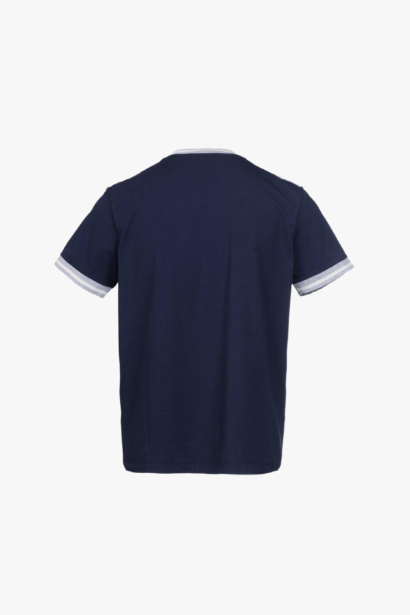 Cotton t-shirt with blue ribbing