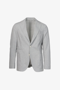 Giacca Napoli monopetto in cotone stretch melangiato grigio chiaro