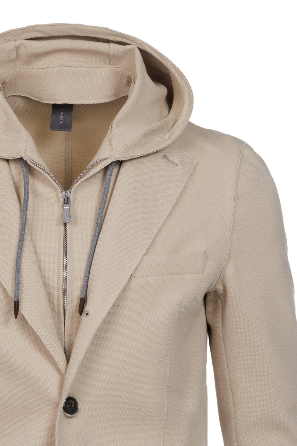 Giacca Trapani con cappuccio e zip in cotone beige