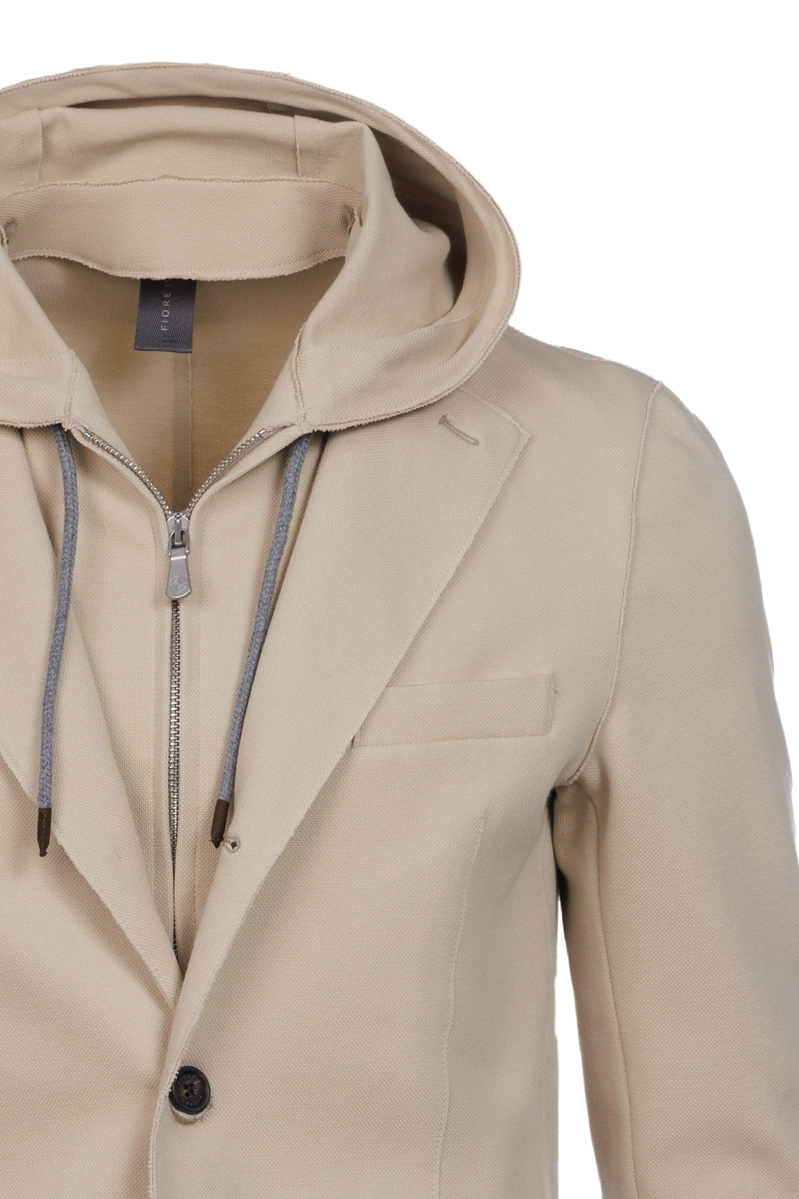 Giacca Trapani con cappuccio e zip in cotone beige