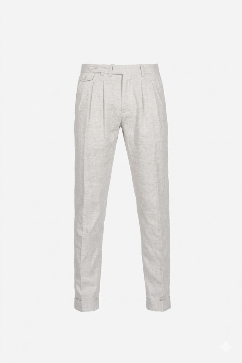 Pantalone Milano in cotone Principe di Galles grigio
