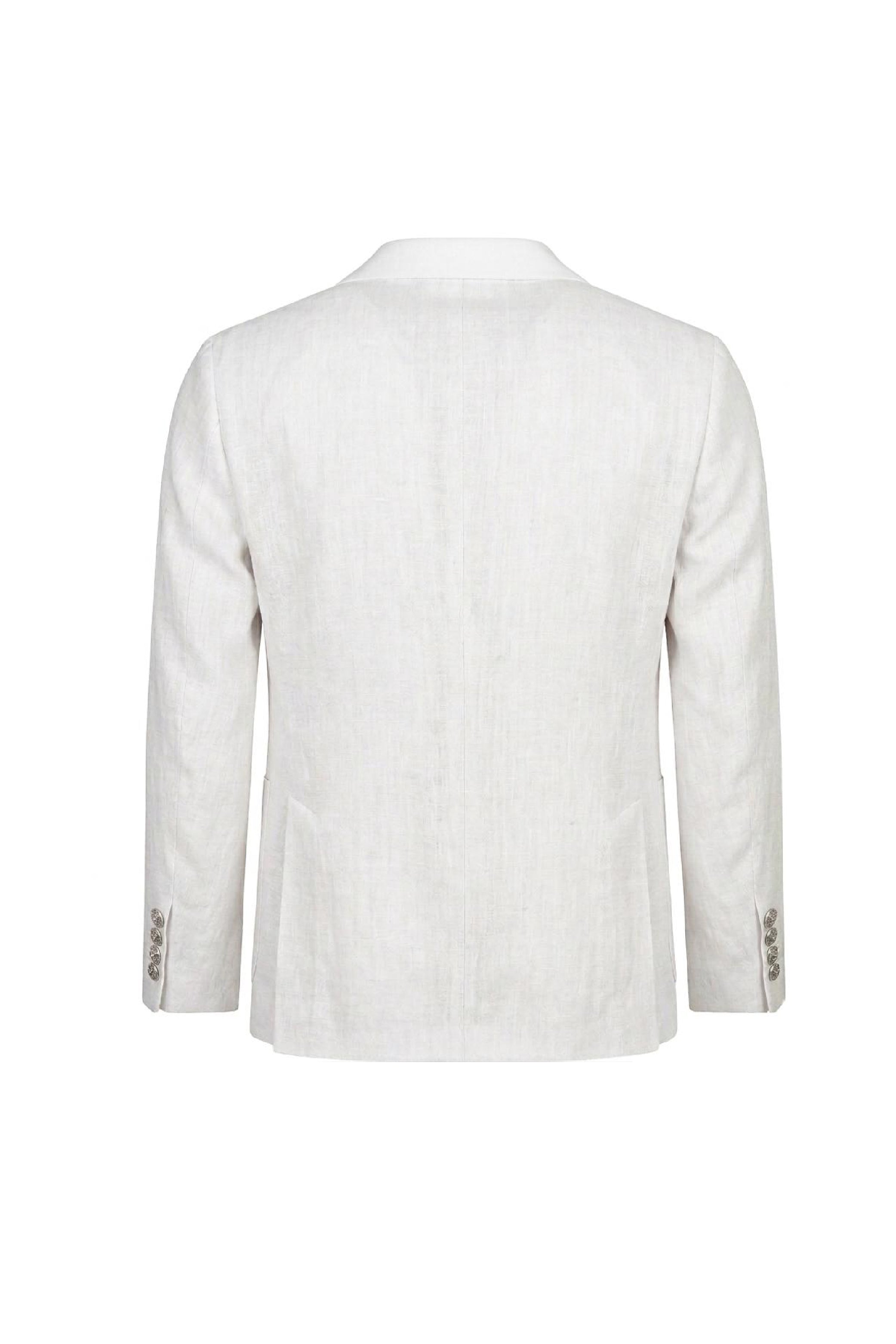 Giacca Napoli monopetto misto lino e cotone bianco