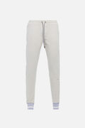 Pantalone in cotone sabbia con fondo bicolore