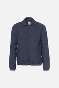 Genoa jacket with zip in dark denim cotton blend linen