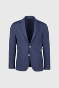 Giacca decostruita in nylon comfort con tasche a toppa blu navy