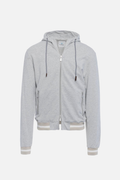 Grey cotton hooded zip sweatshirt