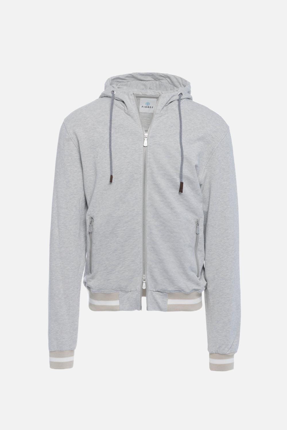Grey cotton hooded zip sweatshirt