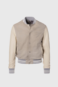 Grey suede and nappa leather bomber jacket