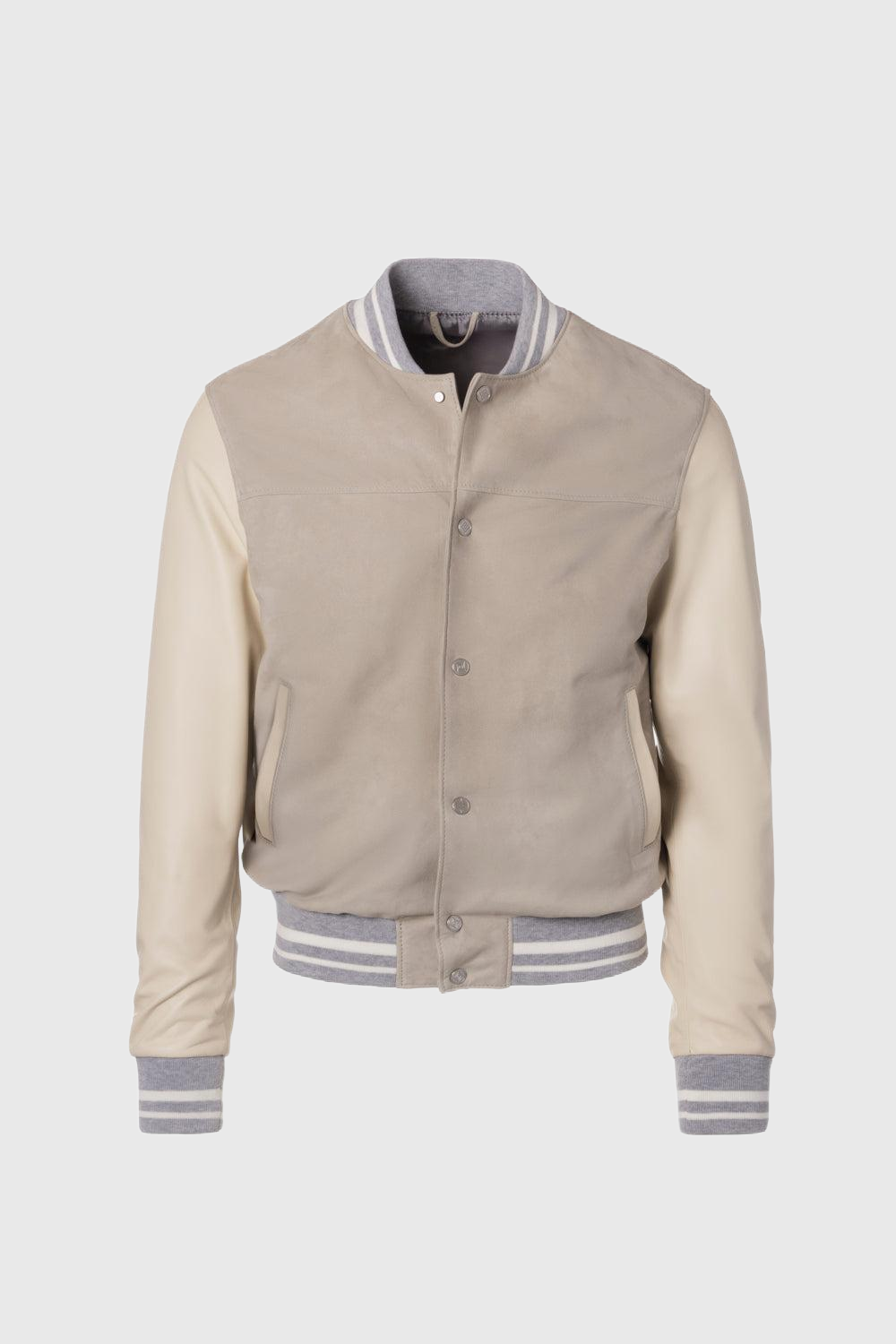 Grey suede and nappa leather bomber jacket