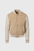Honey suede and nappa bomber jacket