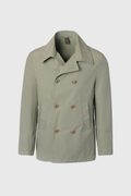 Double-breasted caban in sage green technical cotton